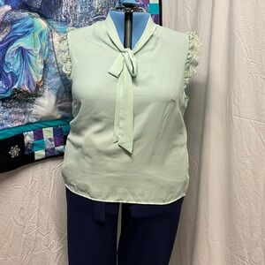 SHEIN Light Green Blouse with Lace Sleeves